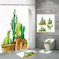 Botanical Green House Pot Plant Cactus Shower Curtain Set - 4 Pcs