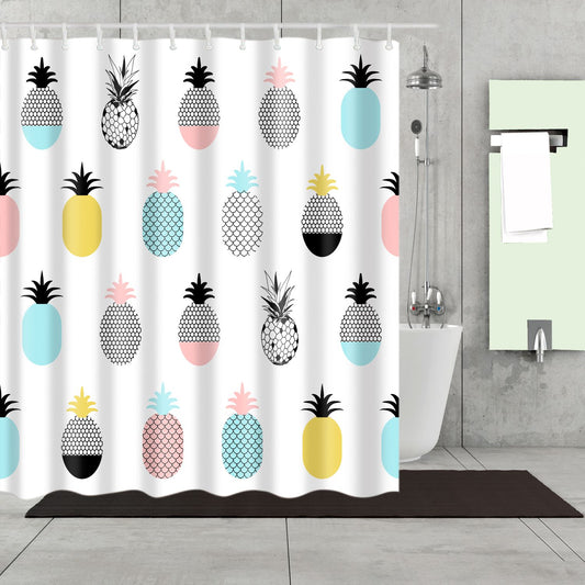 Modern Fruit Art Mid Century Pineapple Shower Curtain
