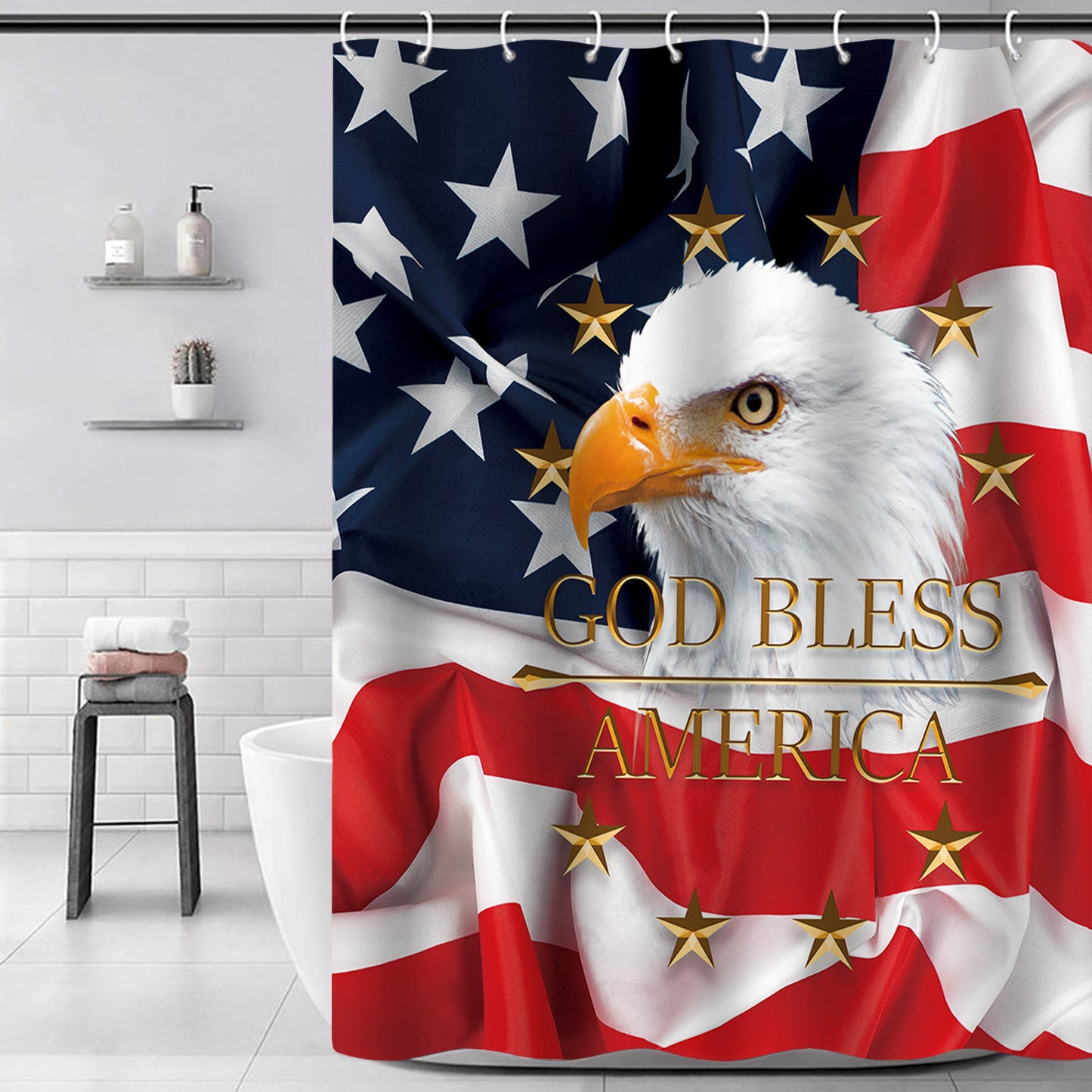 USA Flag Blad Eagle 4th of July Indeppendent Day Shower Curtain