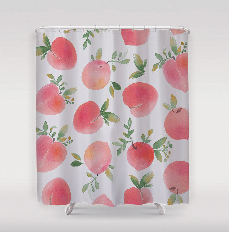 Pink Peach Fruit Branches Shower Curtain
