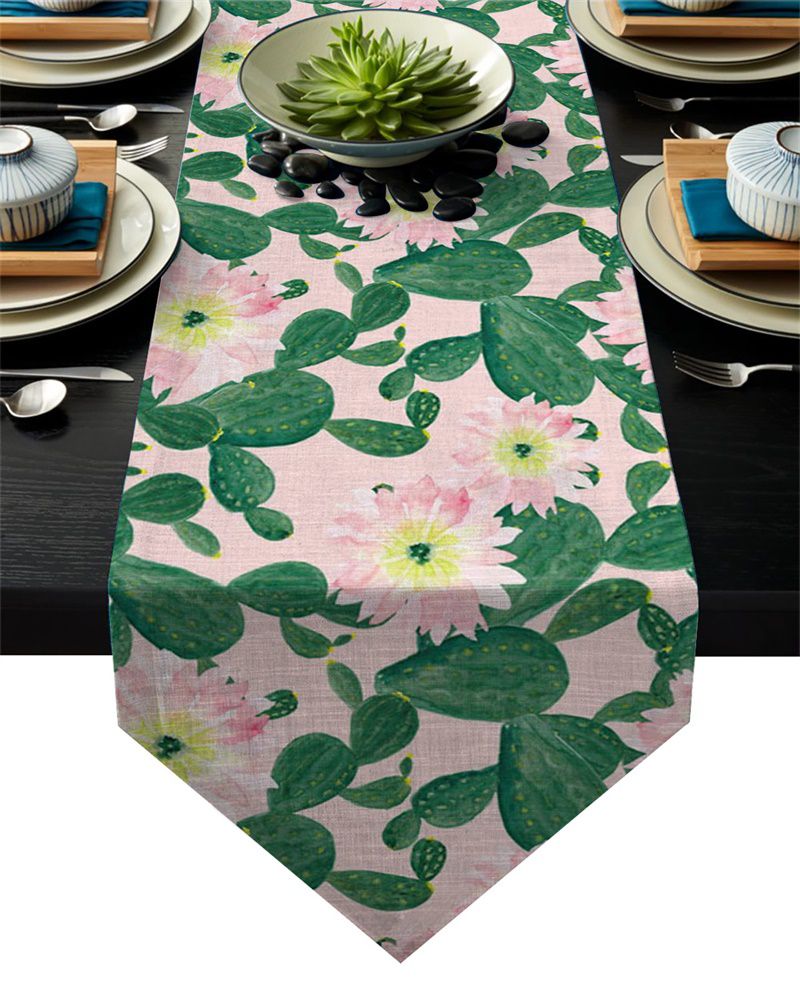 Pink Floral Paddle Cactus Table Runner