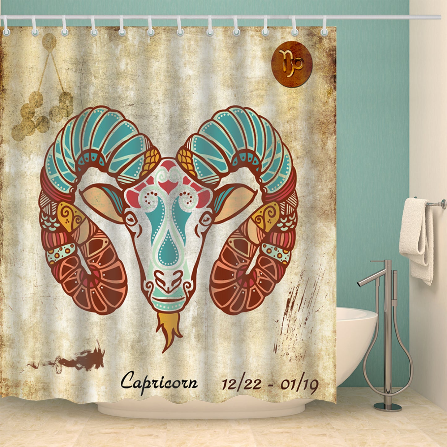 Capricorn Zodiac Sign Shower Curtain