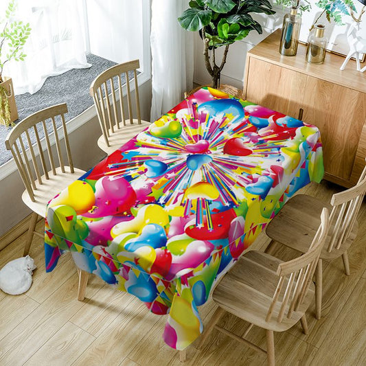 Cartoon Colorful Heart Shaped Tablecloth Rectangle Table Cover