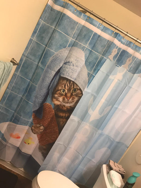 Cat Bathing Shower Curtain