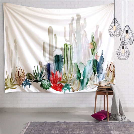Chic Landscape Garden Colorful Cactus Wall Tapestry