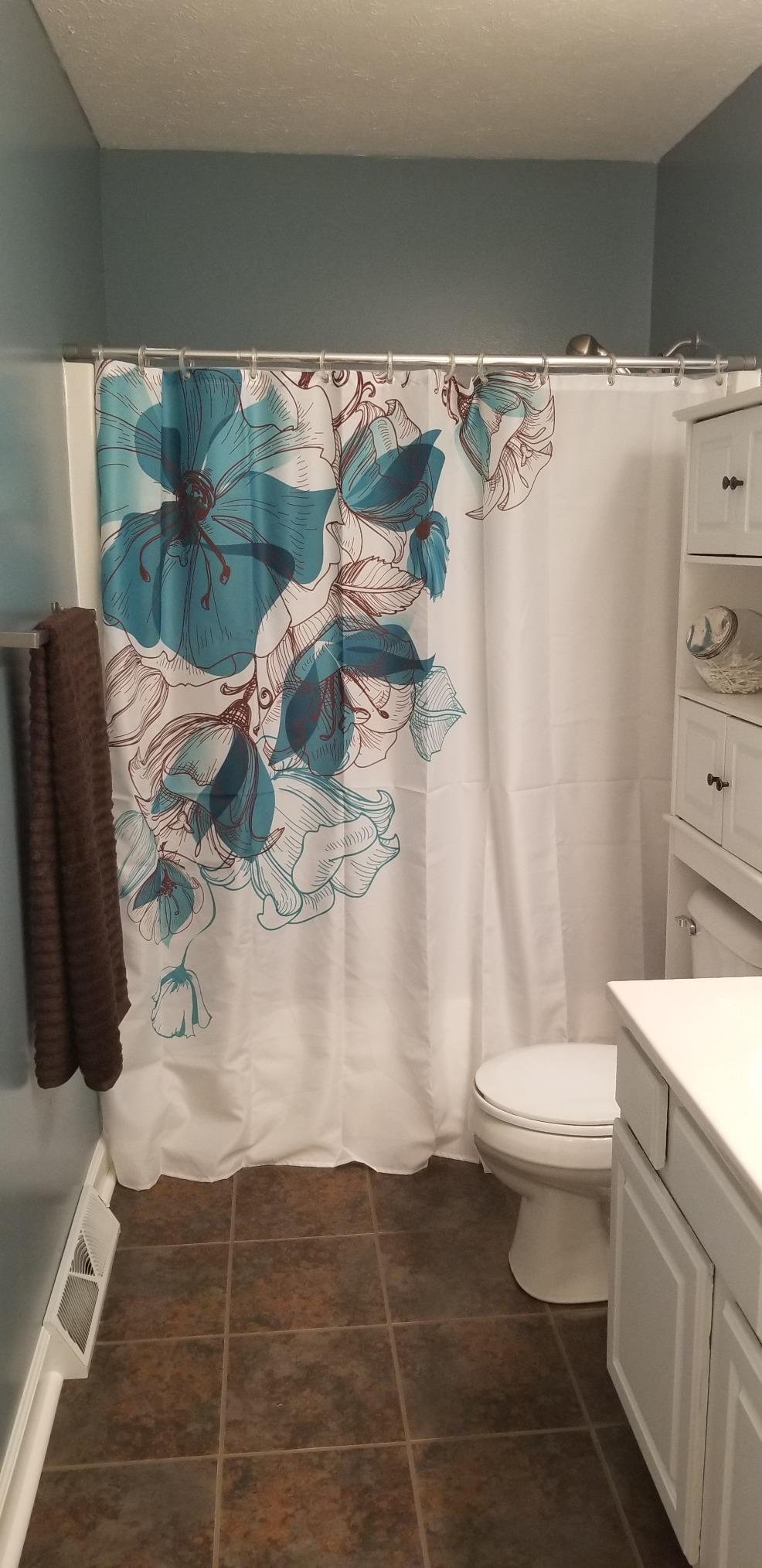Teal Hibiscus Flower Shower Curtain