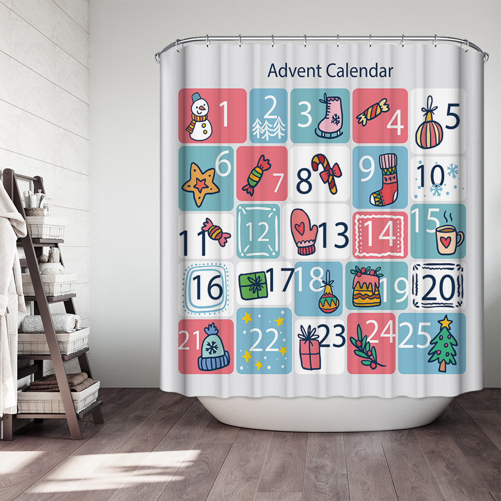 Christmas Advent Calendar Kids Shower Curtain