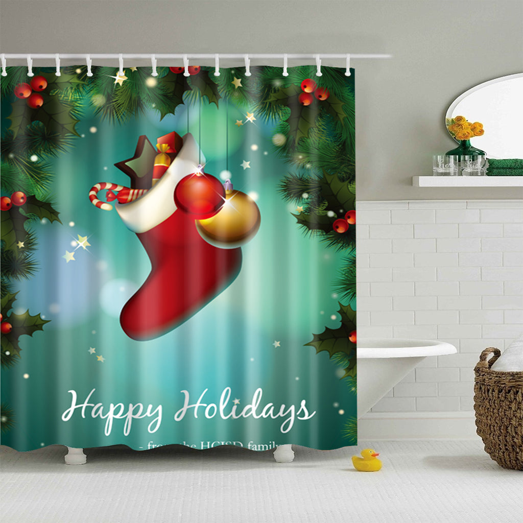 Christmas Sock Has Gifts Shower Curtain