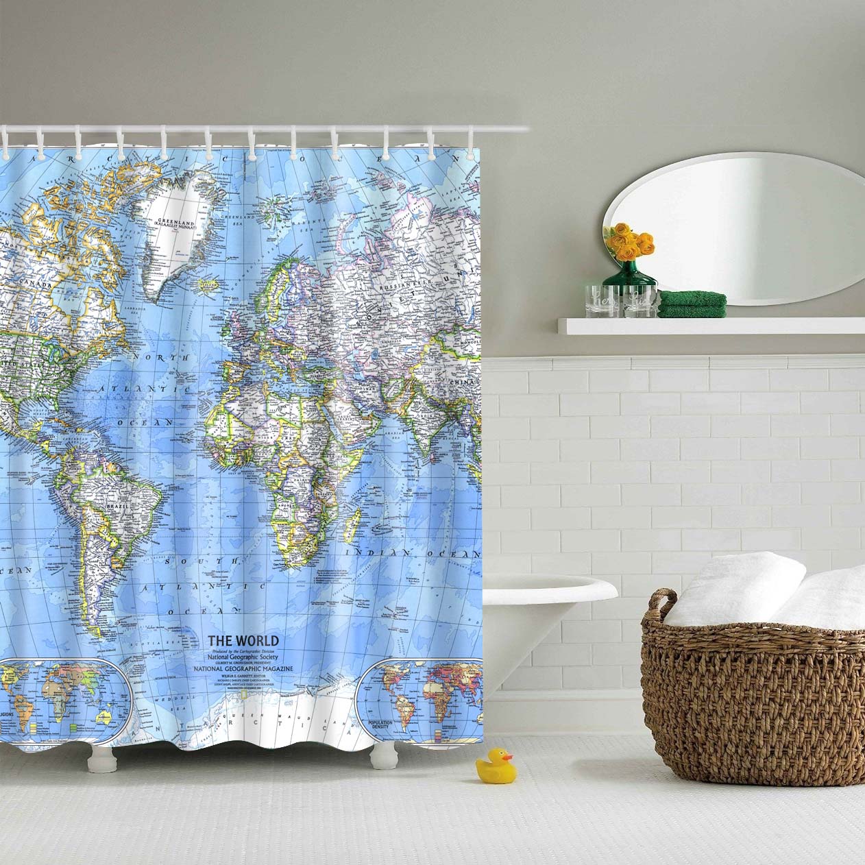 Clear World Map Shower Curtain | GoJeek