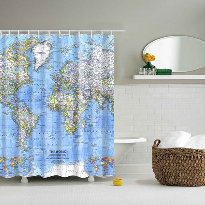 Clear World Map Shower Curtain | GoJeek