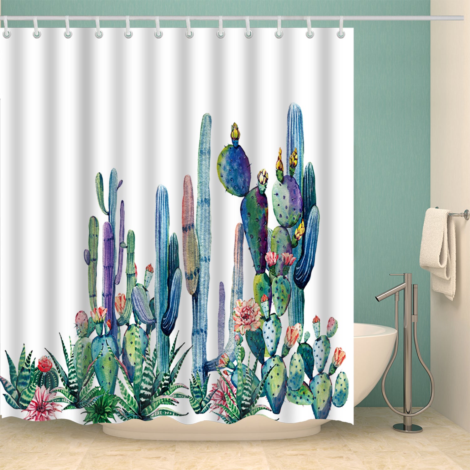 Clear and Nature Saguaro Cactus Shower Curtain