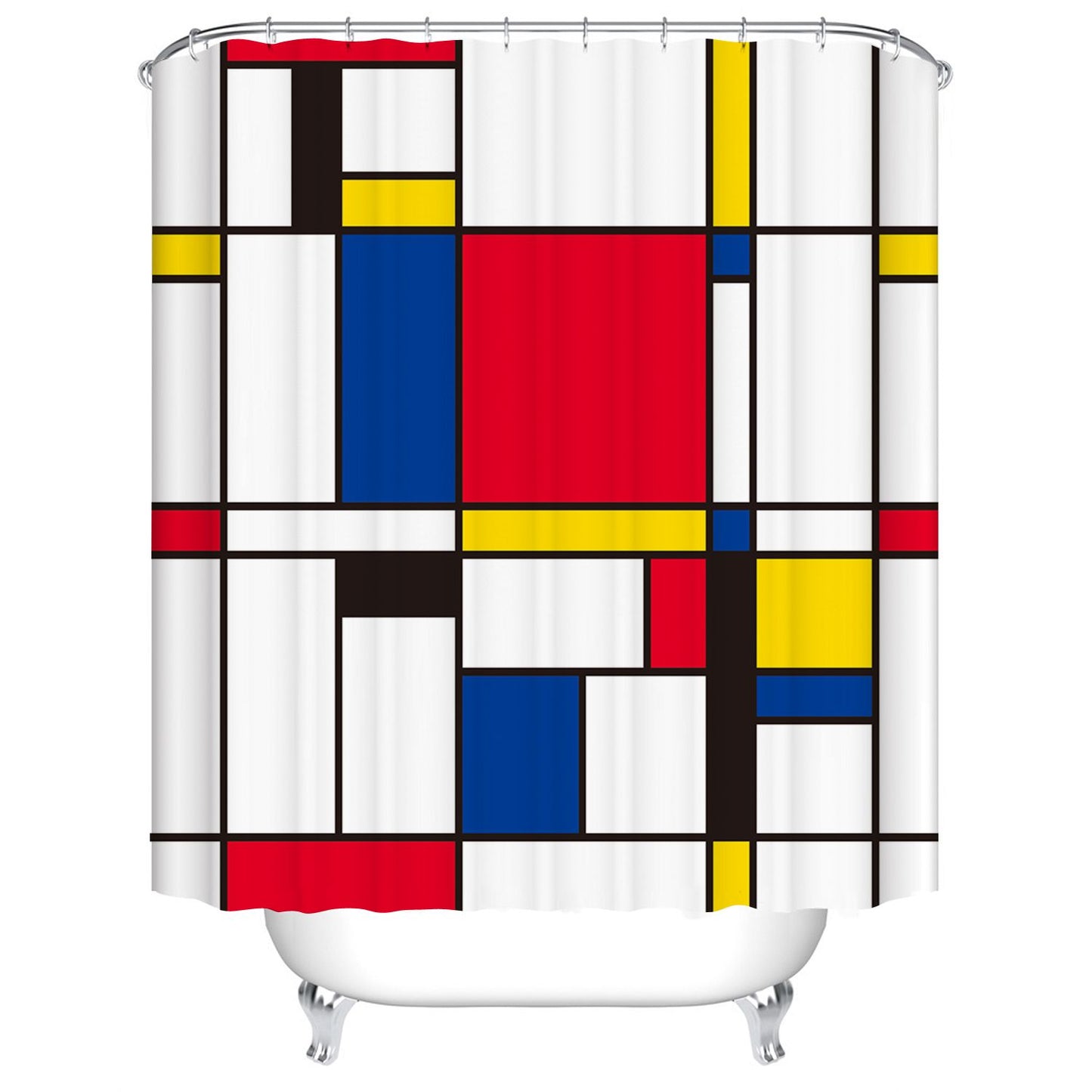 Color Block with Red Yellow and Blue Shower Curtain Piet Mondrian Art