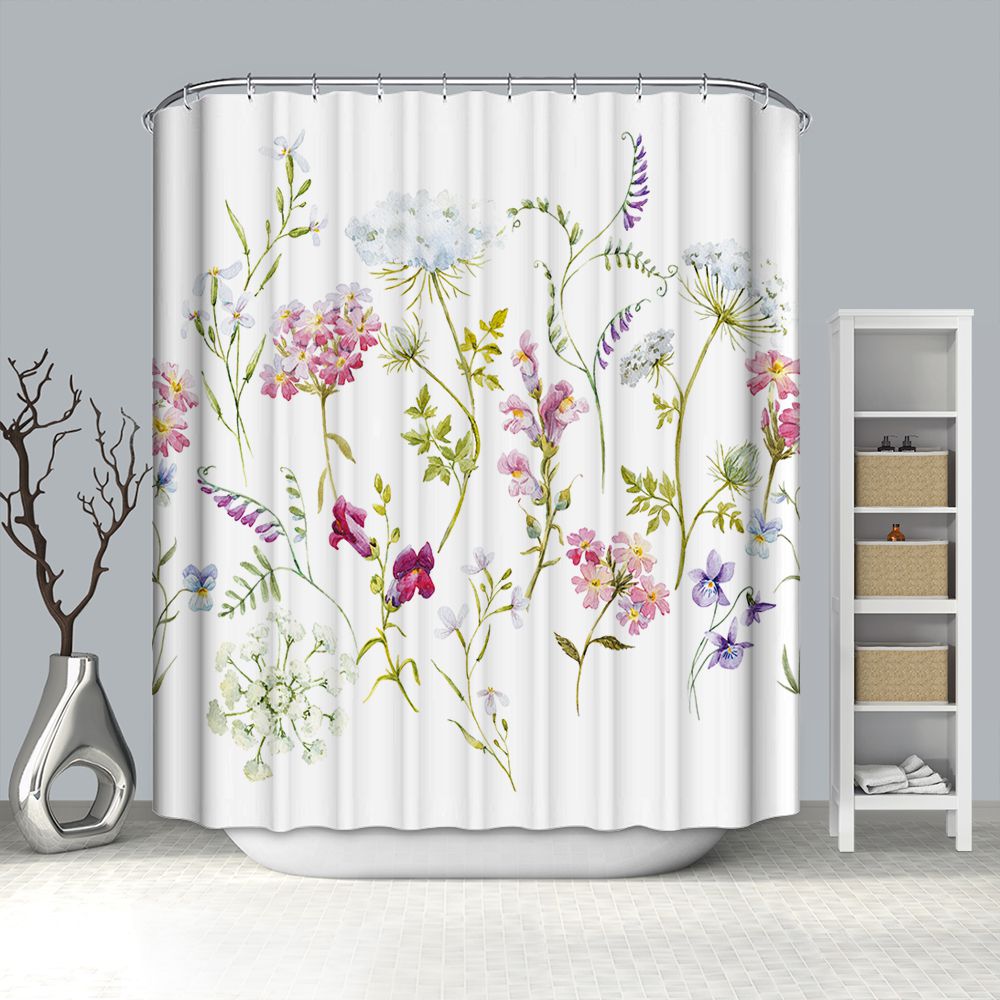 Colorful Wildflowers Shower Curtain Spring Blooming Flower Plant