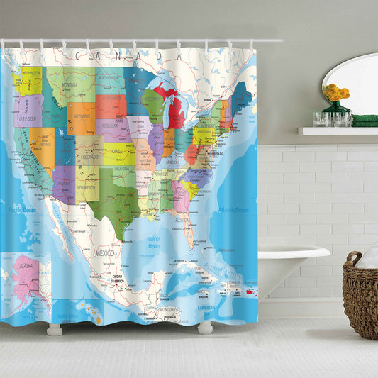 Colorful American United States Map Shower Curtain