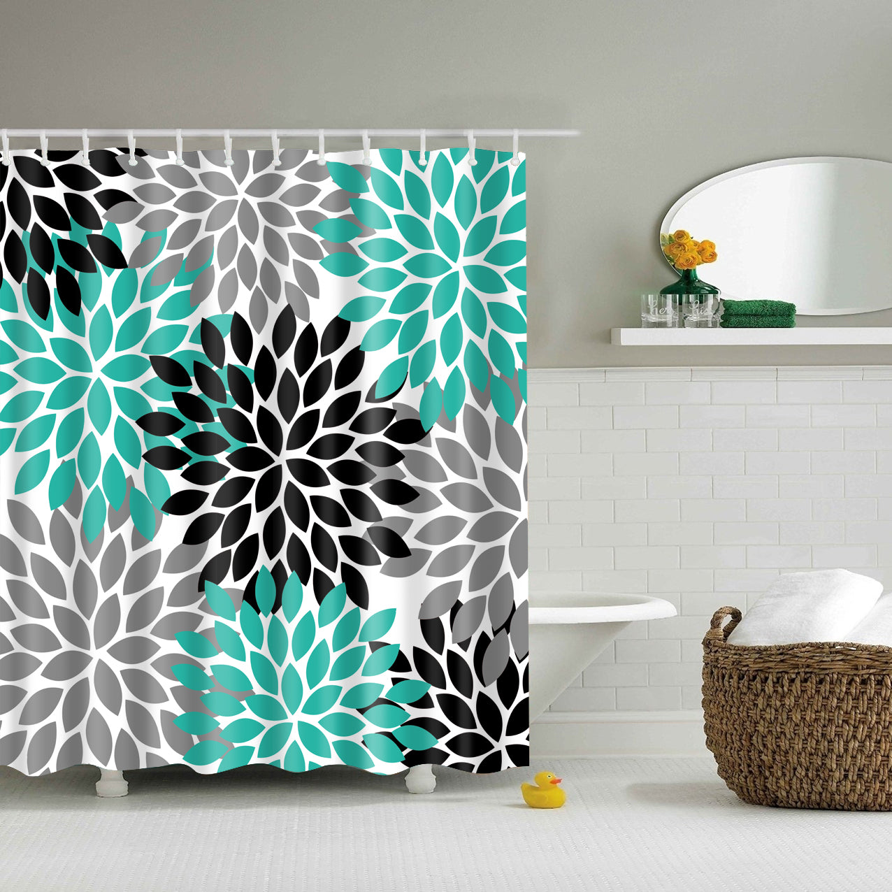 Colorful Flora Design Shower Curtain | GoJeek