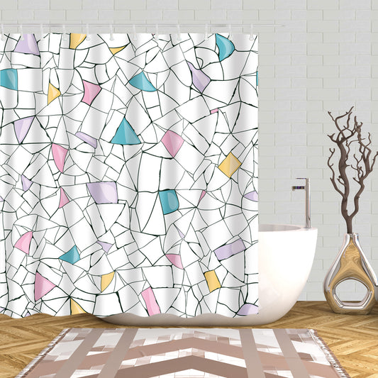 Colorful Irregular Art Lines Blocks Shower Curtain