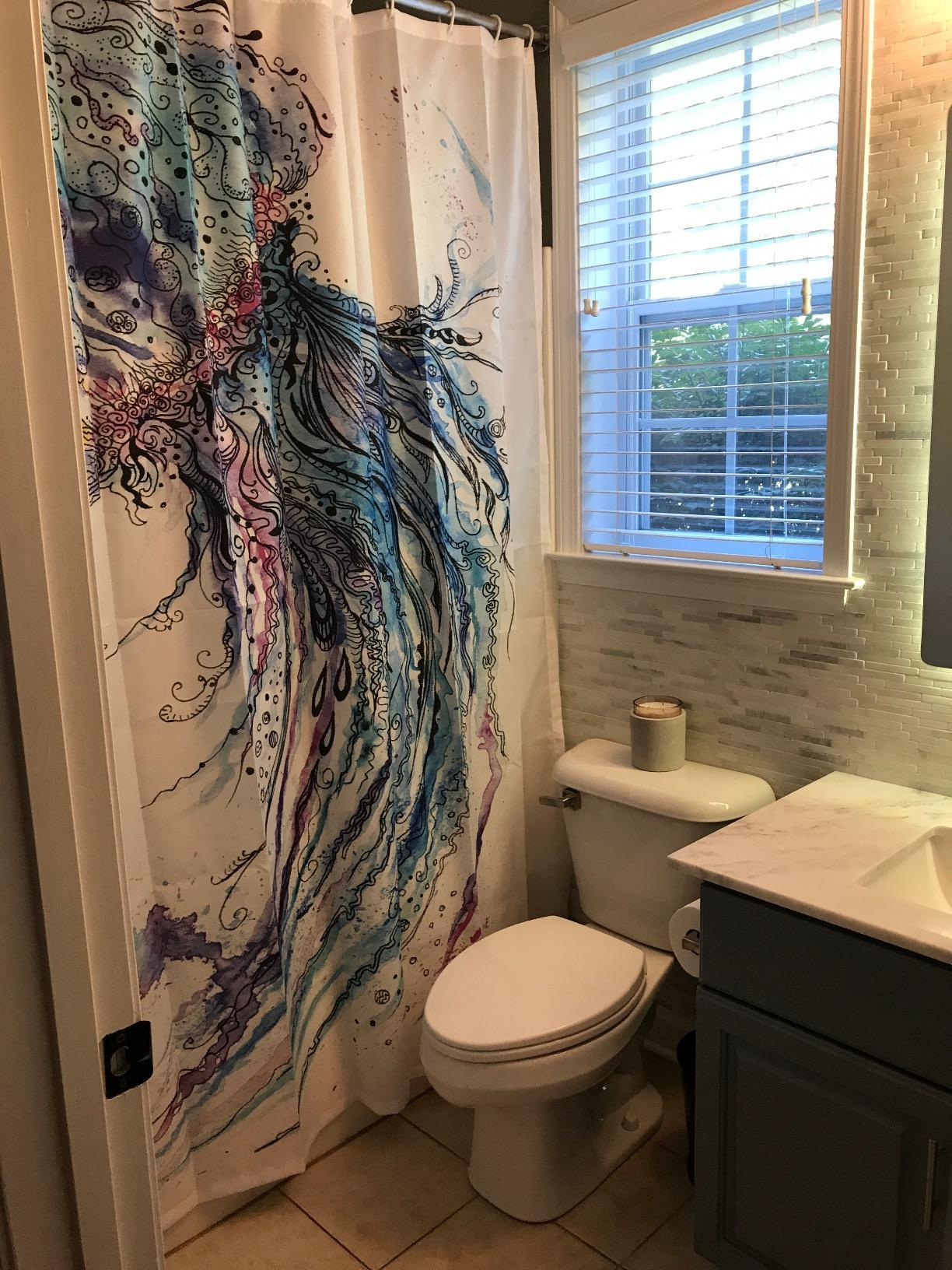 Colorful Jellyfish Oil Painting Shower Curtain