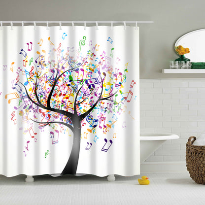 Colorful Music Note Tree Design Shower Curtain