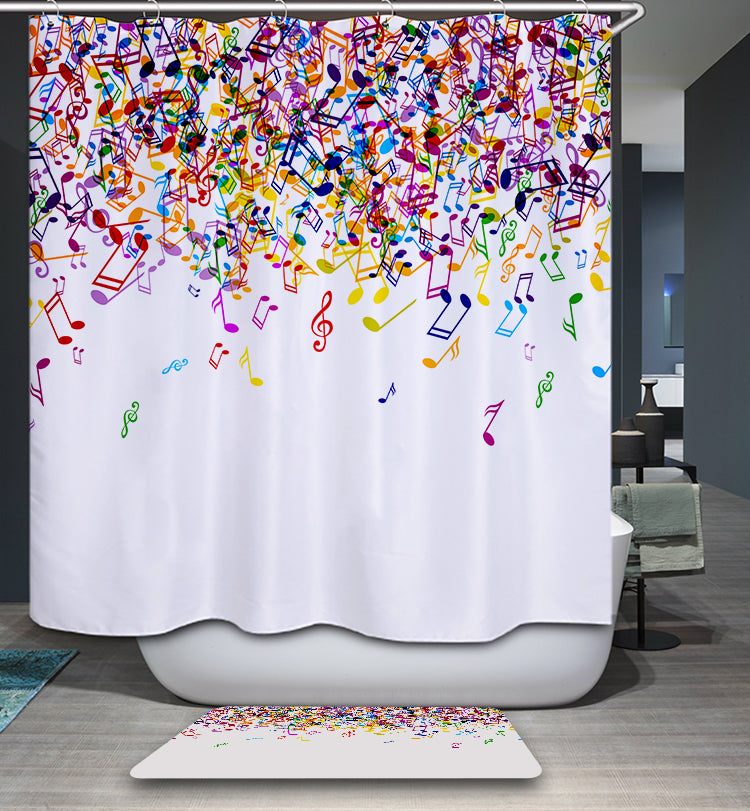 Colorful Rainbow Music Notes Shower Curtain