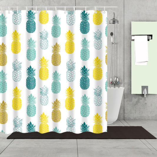Colorful Seamless Fruit Gold Pineapple Shower Curtain