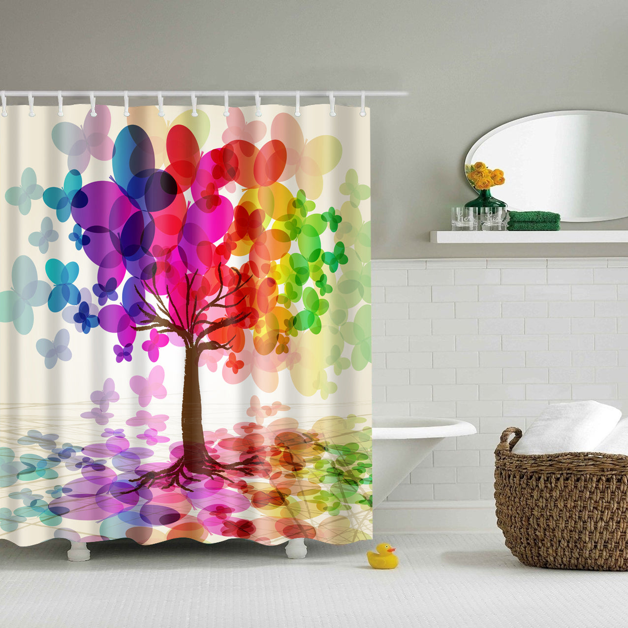 Colorful Tree Painting Shower Curtain