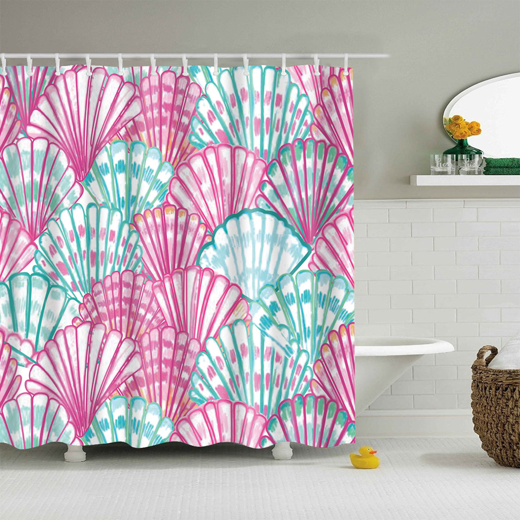 Colorful Tropical Seashell Shower Curtain