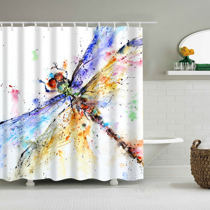 Colorful Watercolor Painting Dragonfly Shower Curtain