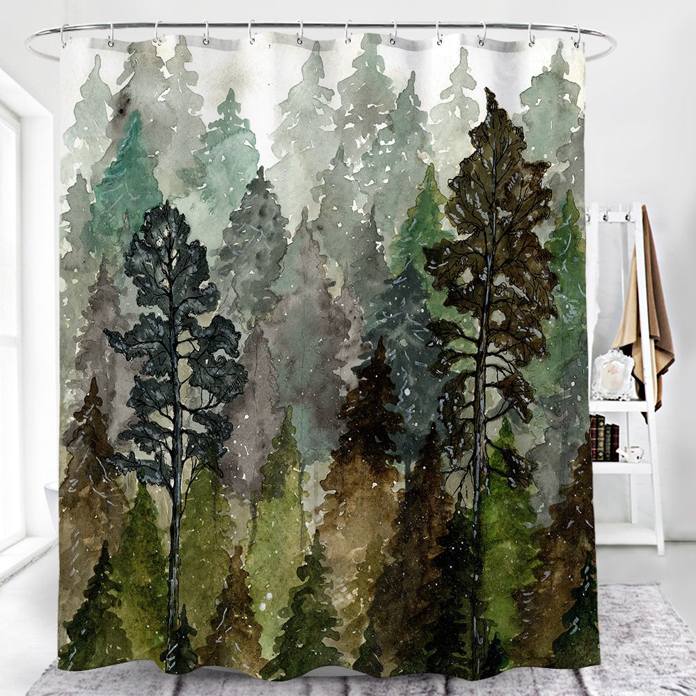 Coniferous Tree Forest Shower Curtain