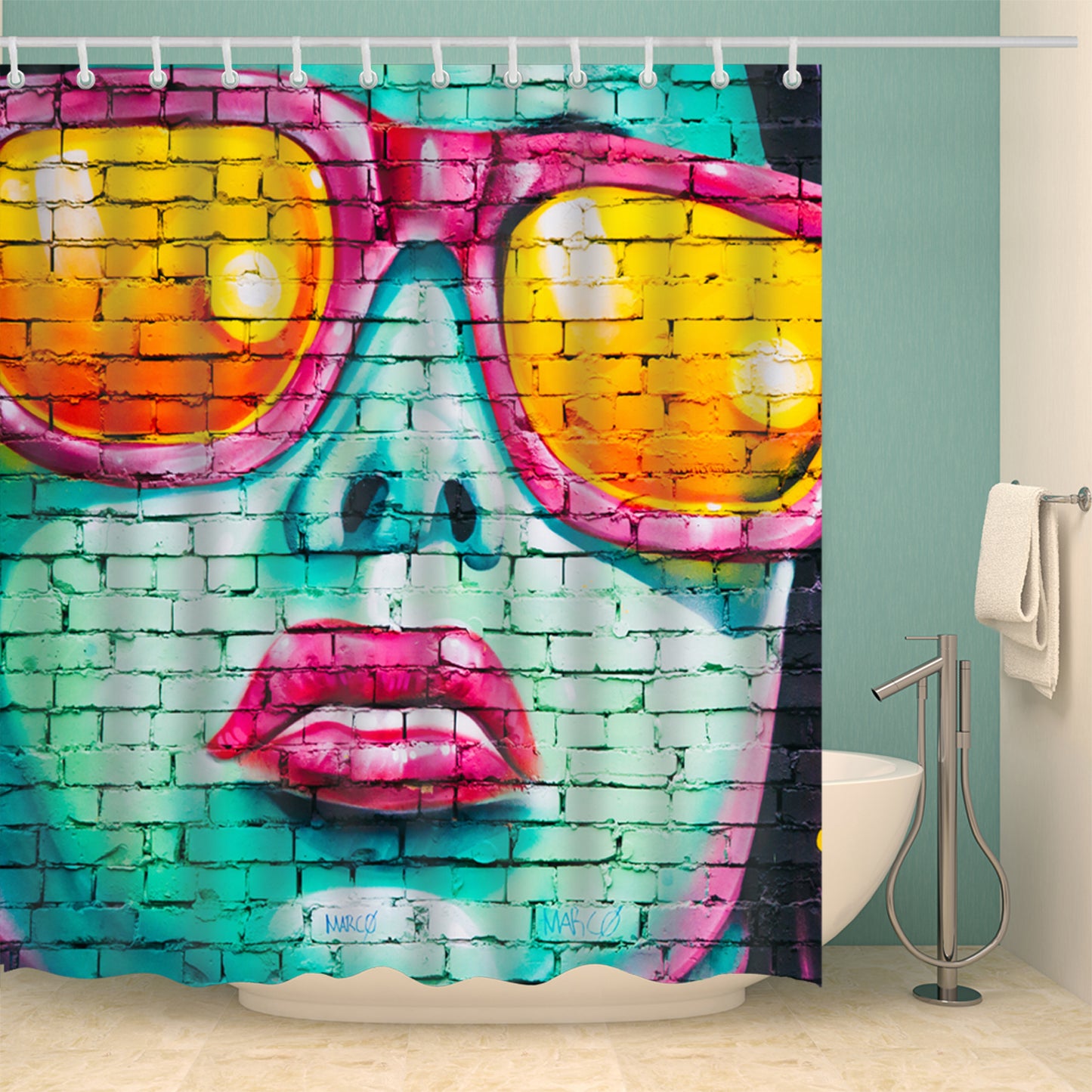 Cool Girl Graffiti Wall Art Shower Curtain