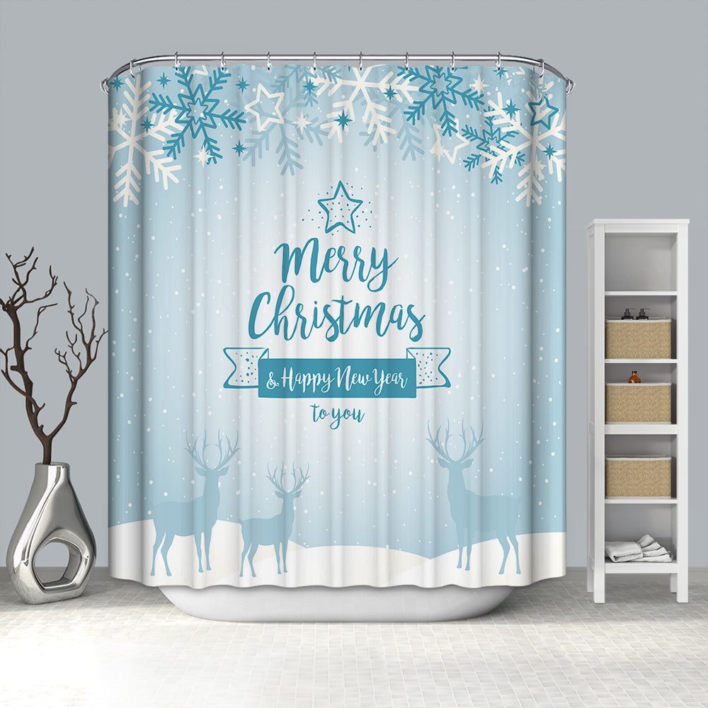 Crystal Deer Merry Christmas Shower Curtain