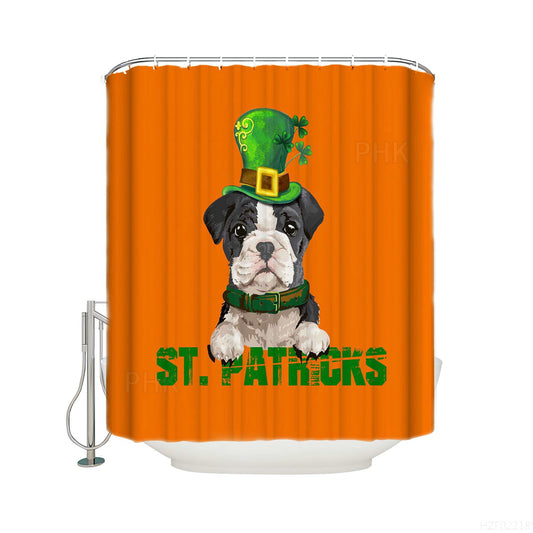 Cute Dog Pet Drawing with Leprechaun Hat Bonton Terrier St Patrick's Day Shower Curtain