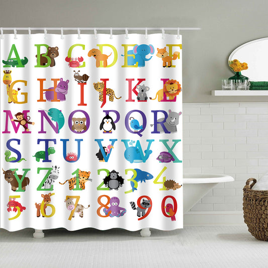 Cute Animals ABC Educational Kids Alphabet Shower Curtain