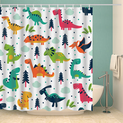 Cute Drawing Colorful Dinosaur Kids Shower Curtain