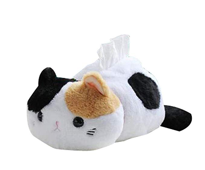 Cute Kawaii Black White Cat Tissue Holder Dispenser Box Cover
