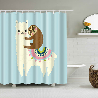 Cute Sloth Sleeping Alpaca Llama Shower Curtain
