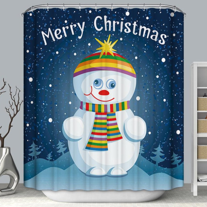 Cute Snowman Doll Merry Christmas Shower Curtain