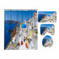 Greece Country Aegean Sea Santorini Scenery Shower Curtain Set - 4 Pcs