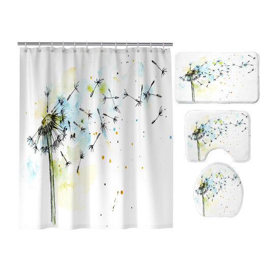 White Dandelion Petals Flying Away Shower Curtain