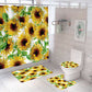 Shabby Chic Common Sunflower Yard Daisy Shower Curtain Set - 4 Pcs
