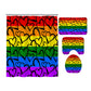 Doodle Grunge Style Gay Pride Rainbow Colored Hearts Shower Curtain Set - 4 Pcs