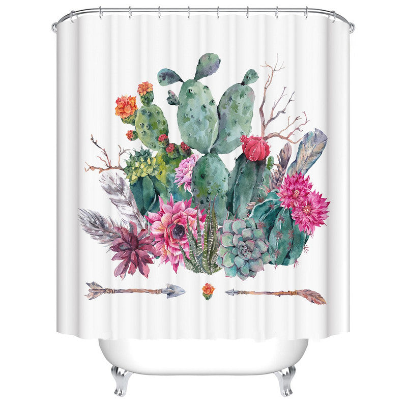 Cactus Shower Curtain Cute Cacti Fuchsia Pink Watercolor Tropical Succulent