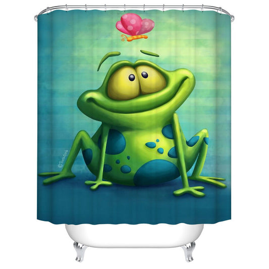 Smile Frog Shower Curtain Fall in Love Butterfly