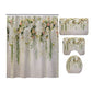 Wedding Decoration White Wisteria Romantic Floral Shower Curtain Set - 4 Pcs