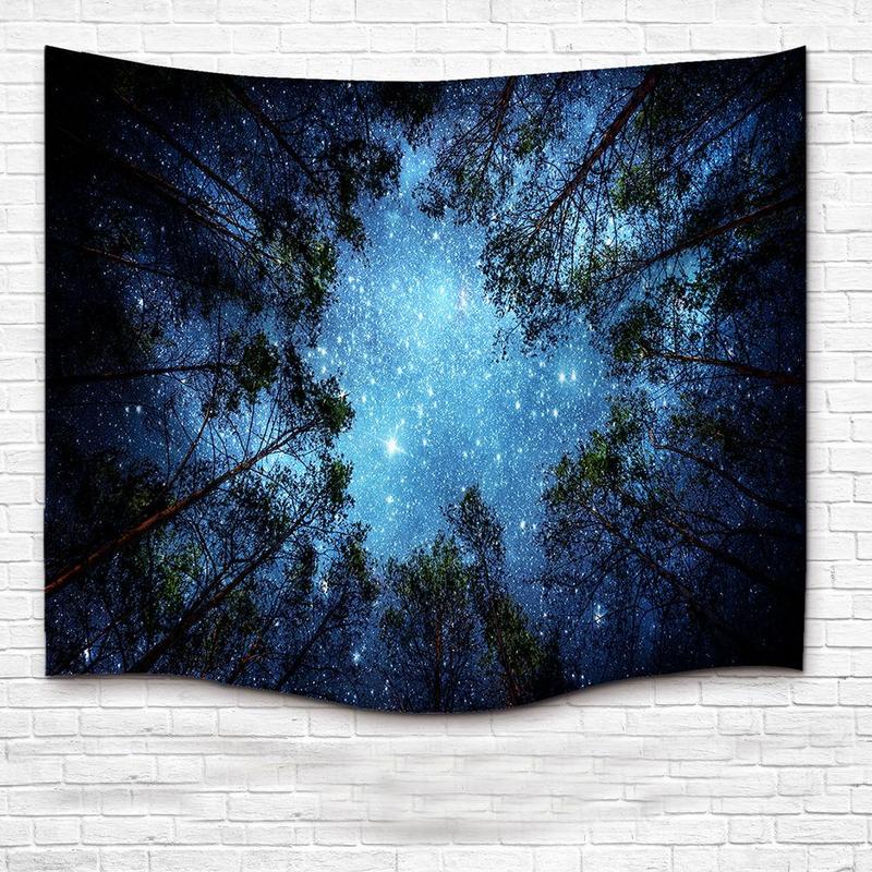 Dark Blue Sky Starry Night Wall Hanging Tapestry