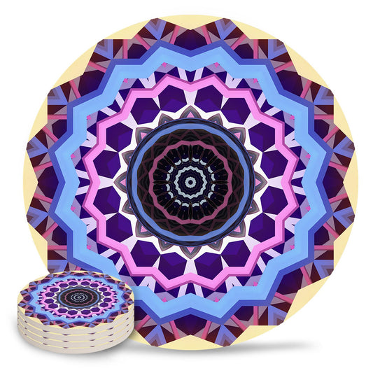 Dazzling Chakra Psychedelic Mandala Ceramic Coasters Set