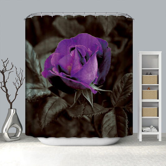 Decorative Purple Rose Shower Curtain Bathroom Decor