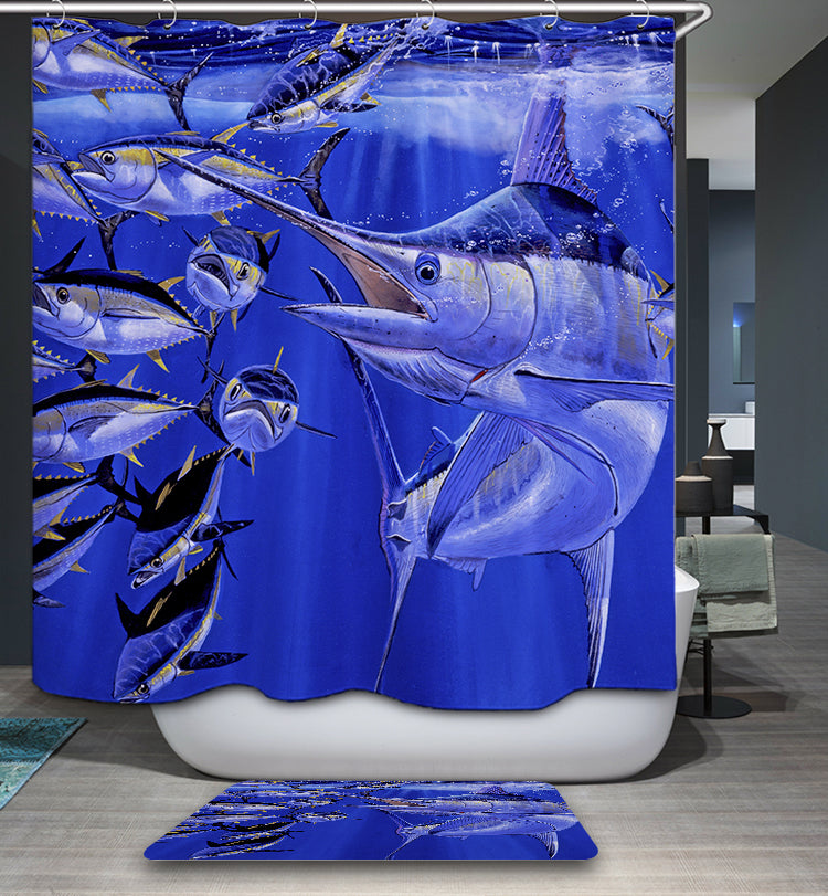 Deep Sea Swordfish Shower Curtain