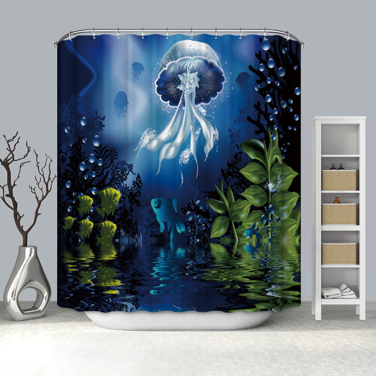 Deep See World Art Luminous Jellyfish Shower Curtain
