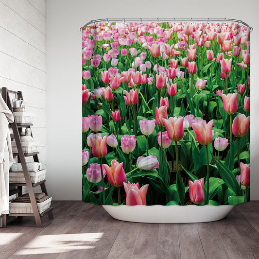 Delight Blooming Tulip Fieled Shower Curtain