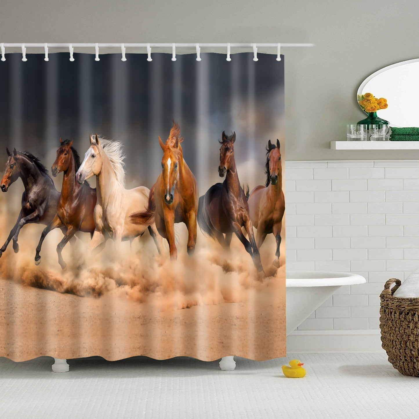 Desert Sand Wild Stallion Horse Running Shower Curtain